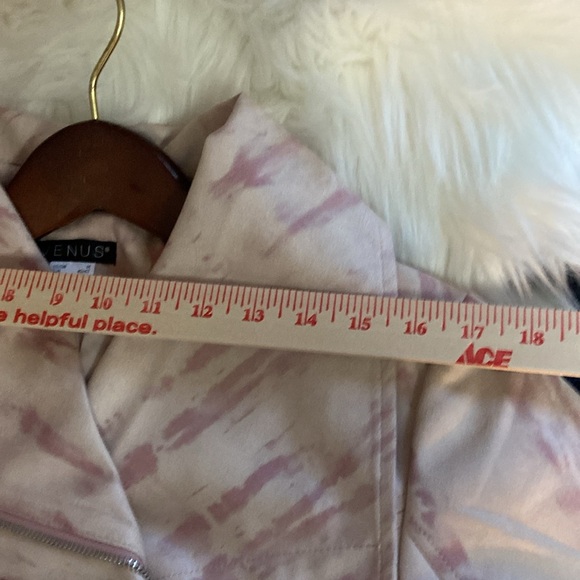 Venus Tie dye faux suede Pink asymmetrical front zip Lined Sz M women’s jacket - Picture 9 of 10